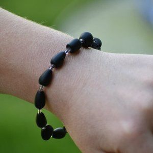 Matte Black and Clear Beaded Bracelet